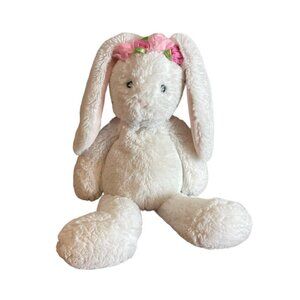 Gund Dahlia Bunny White Plush Rabbit Headband Green Ribbon Pink Roses Easter 12”